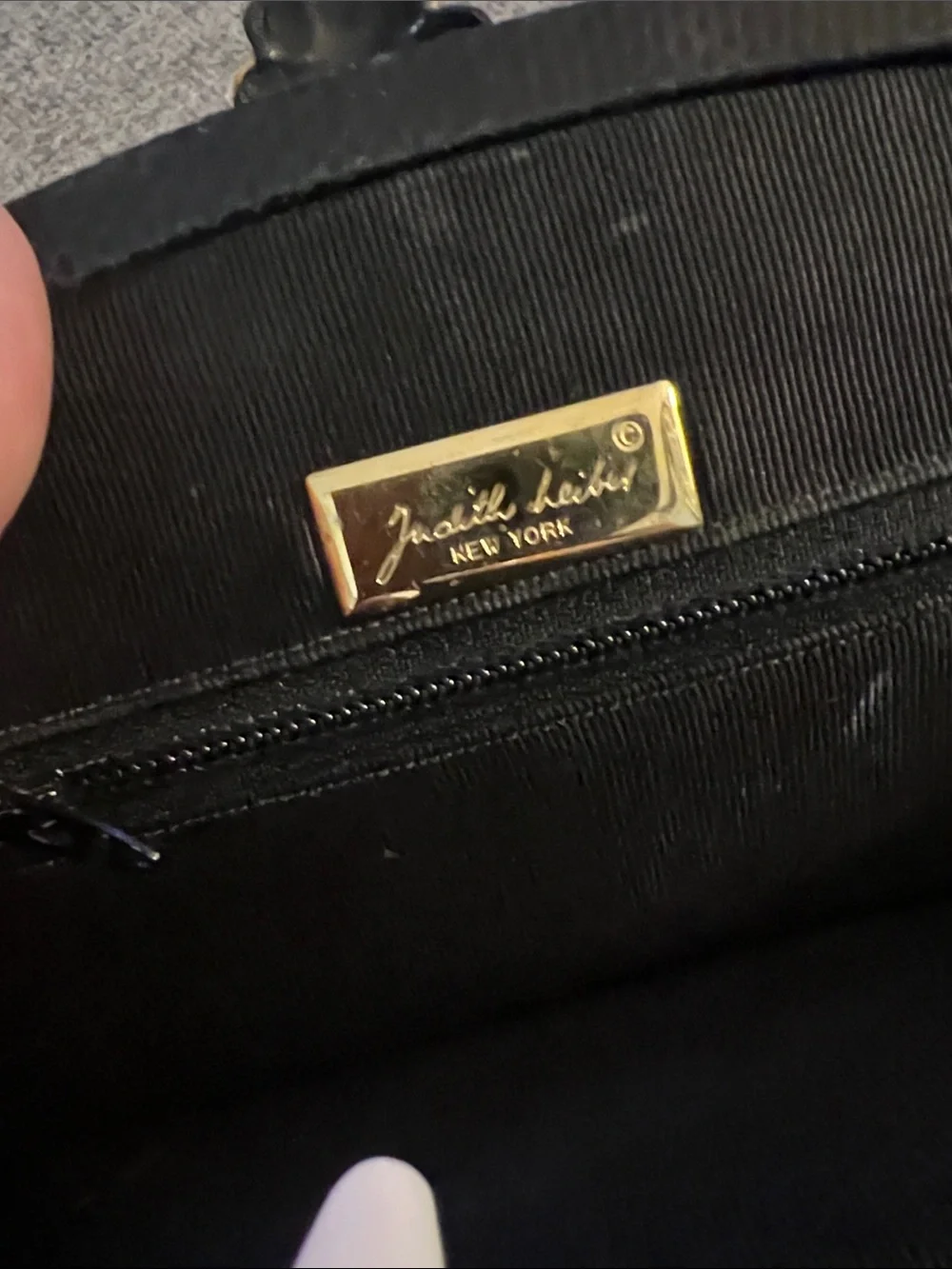 Vintage Judith Lieber Black Lizard Clutch with Multistone Kiss-Lock GUC